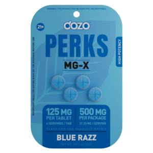 4ct 125mg Dozo PERKS MG-X - 500 mg pack - BLUE RAZZ