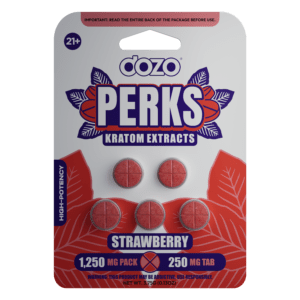 5ct Dozo Perks Kratom Extracts 250mg Tablets - STRAWBERRY