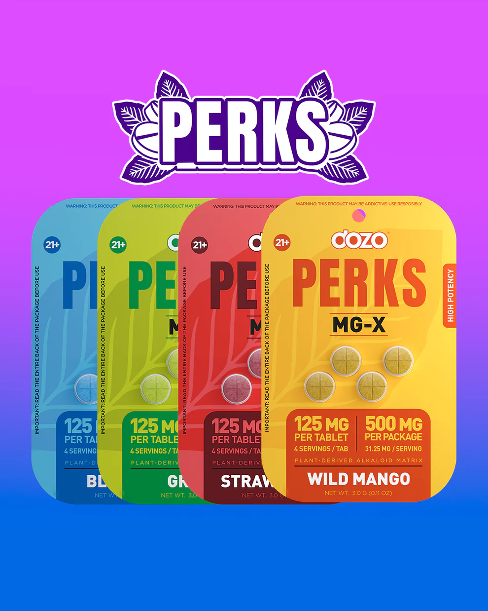 4ct 125mg Dozo PERKS MG-X - 500 mg pack
